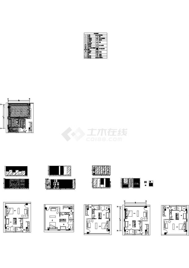 水墨江南新中式风格套房施工图设计（附高清效果图）-图一