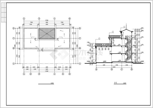 大型别墅建筑设计CAD图纸-图二