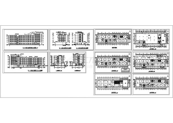某六层框架结构办公大楼设计cad全套建筑图纸（标注详细）-图一