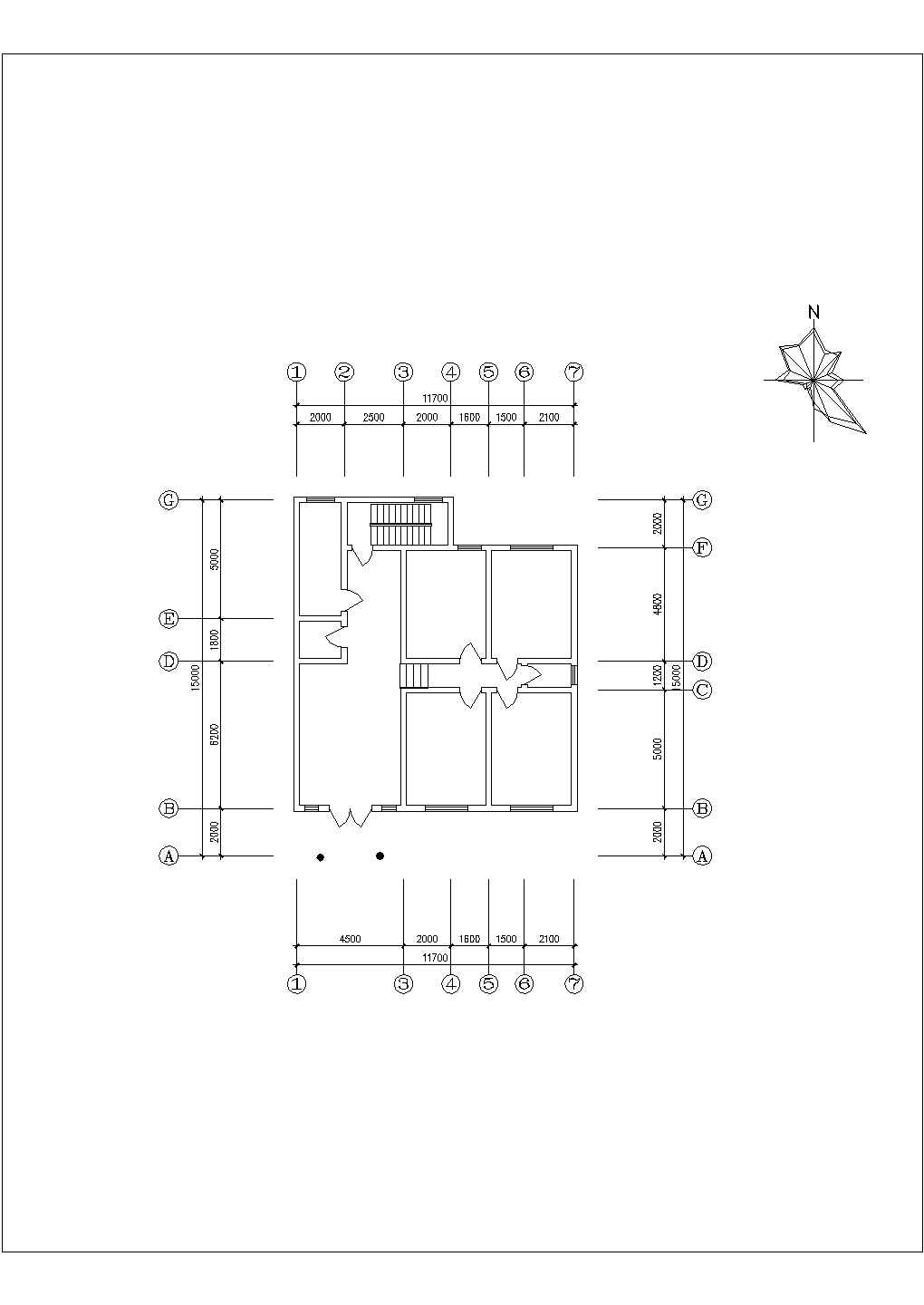 农家小型住宅建筑设计cad施工方案图