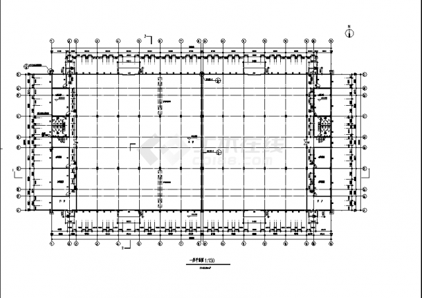 2层4301平方米仓库建筑设计施工cad图纸-图二