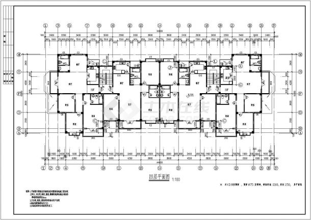 某县城小区一号住宅楼设计方案CAD图-图二