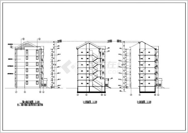 某县城小区11号楼建筑设计方案CAD图-图一