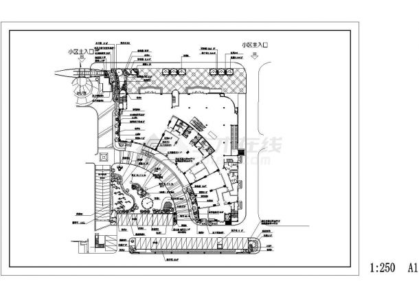 某高档生活区景观规划总平面设计详细施工方案CAD图纸-图一