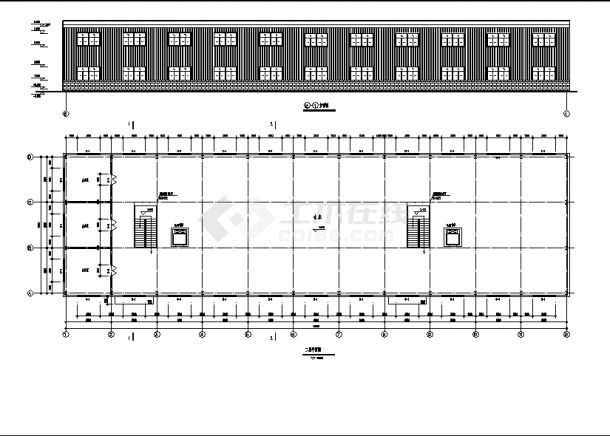 2层2744平米钢结构仓库建筑结构设计施工cad图纸-图二