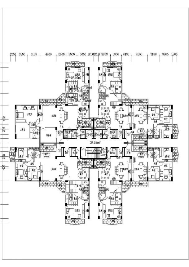 某城市小区高层住宅楼建筑设计CAD施工图纸-图二