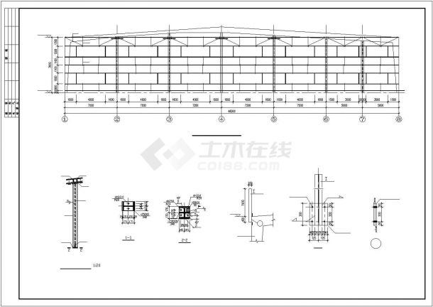 【最新】某本田4s店展示厅钢结构设计方案CAD图纸-图一