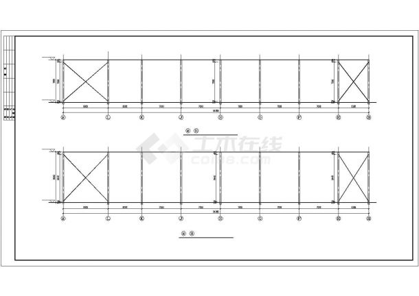 【最新】某本田4s店展示厅钢结构设计方案CAD图纸-图二