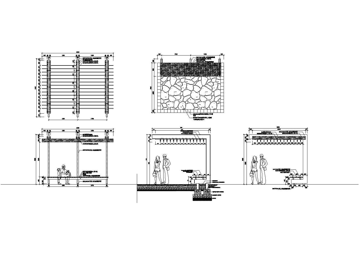 长形廊架建筑设计详图