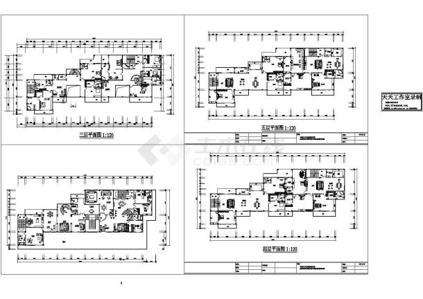 五层私人住宅楼电气系统设计施工cad图纸，共四张-图一
