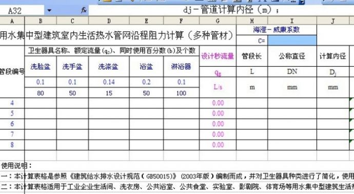 北京某设计院给排水暖通计算表格_图1