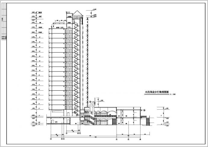 某地区高层住宅楼及步行街钢结构建筑设计CAD施工图_图1