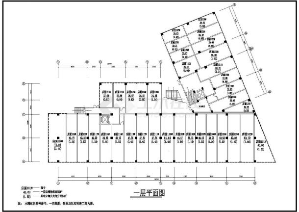 时代广场小高层商业楼设计cad建筑平面施工图-图二