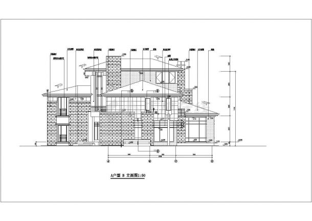 450平米三层框混结构高档别墅平立剖面设计CAD图纸（含地下室）-图二