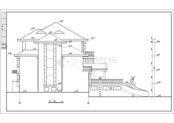 1200平米左右4层框架结构豪华别墅全套建筑设计CAD图纸-图一