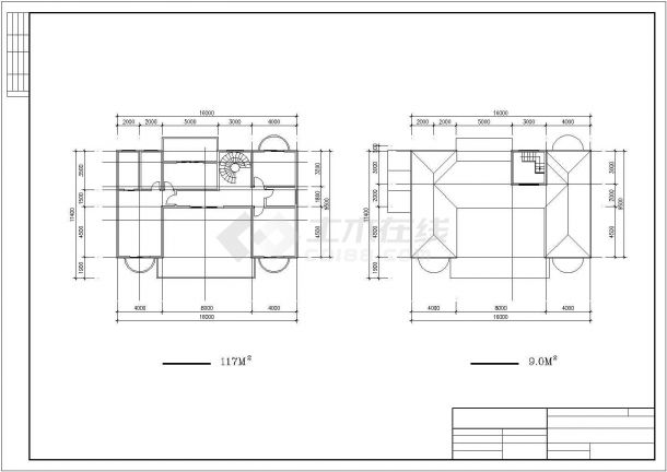 350平米左右3层砖混结构欧式单体别墅平立面设计CAD图纸（四套方案）-图二