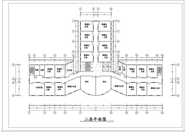 某地学校行政大楼建筑设计CAD图纸-图二