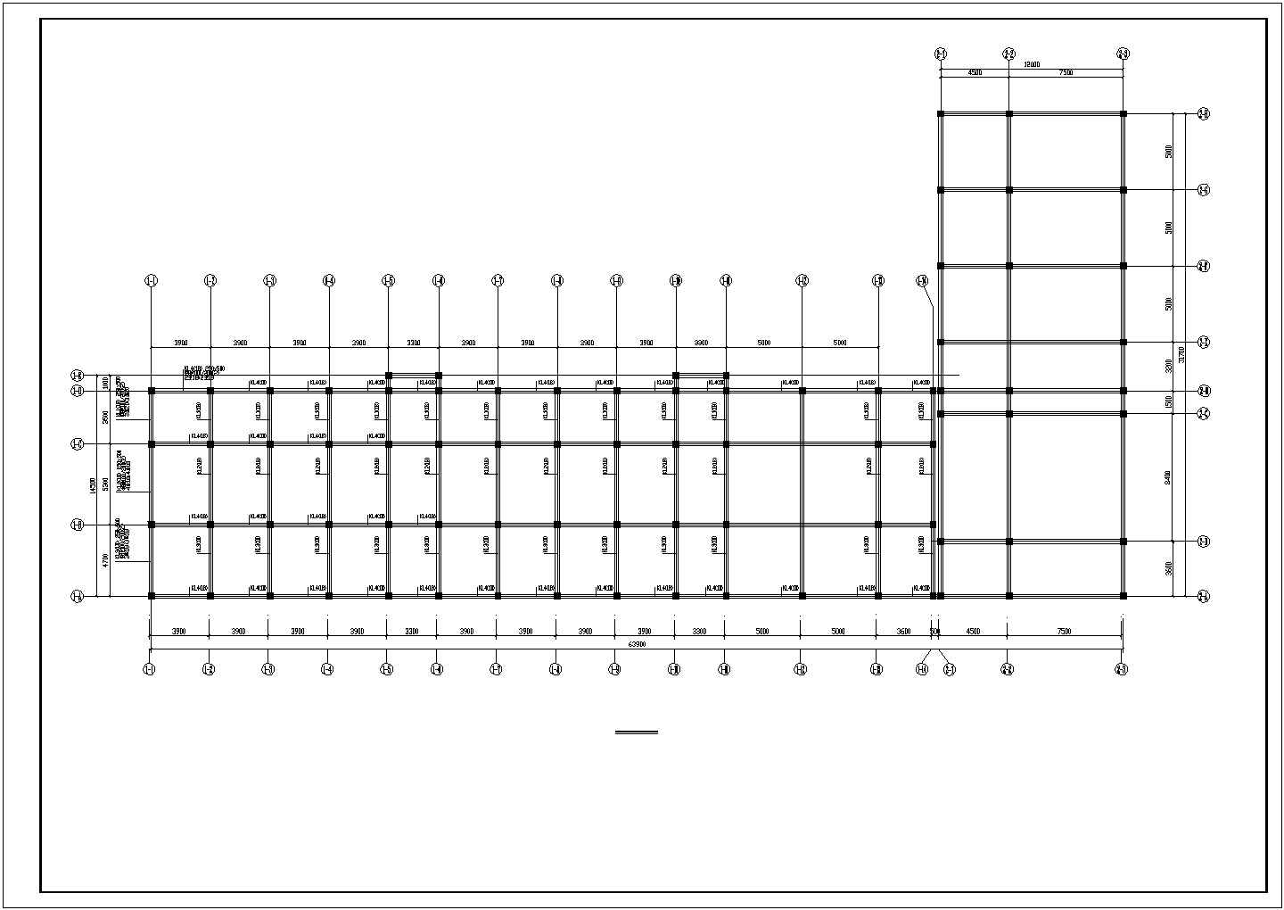 济南市某商业街5200平米左右6层框混结构连锁酒店结构设计CAD图纸