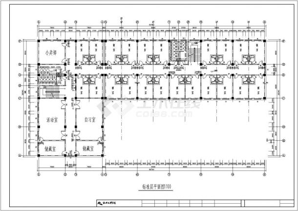 宿迁市某私立中学5250平米五层框架结构宿舍楼建筑设计CAD图纸-图二