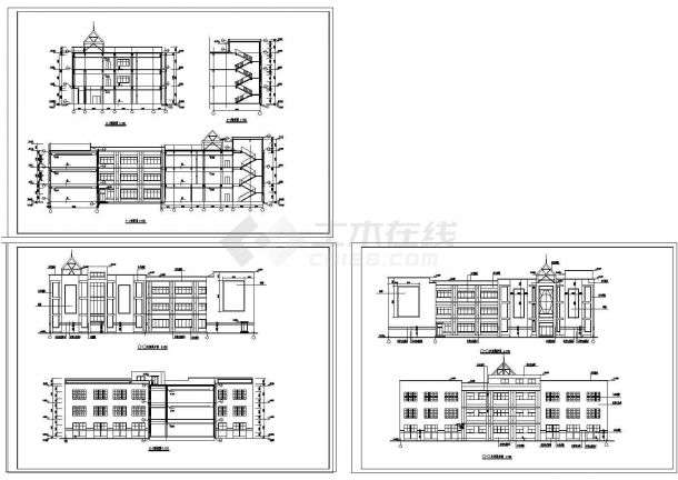 少儿图书馆建筑设计施工cad图纸-图一