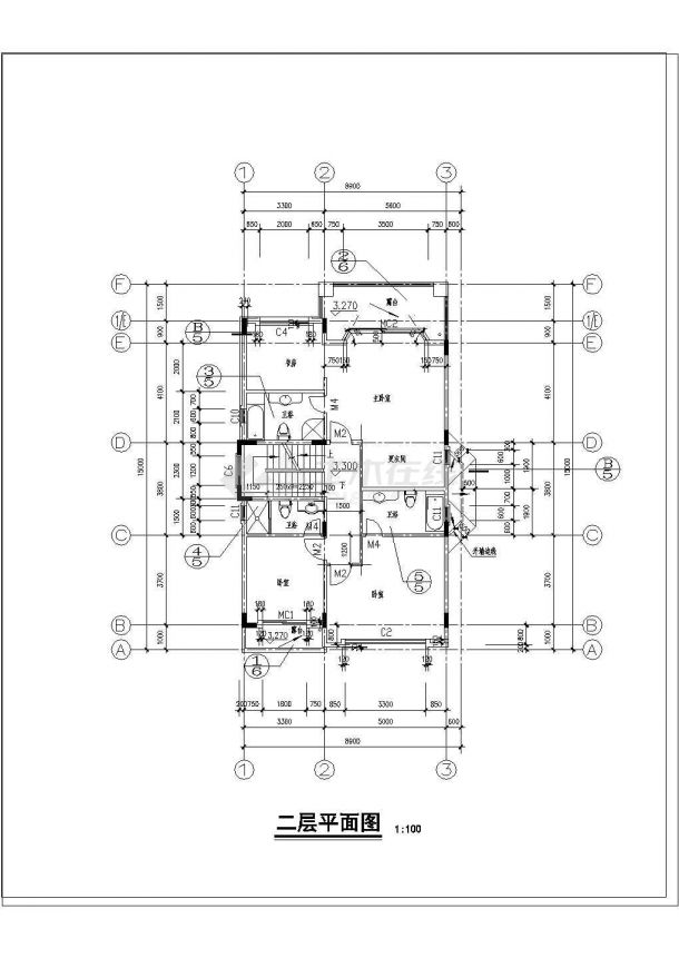 水岸豪宝石A型三层别墅建筑设计施工图纸-图二