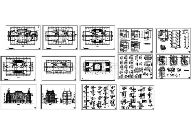 某欧式七层框架结构医院诊疗楼设计cad全套建筑施工图（标注详细，14张图）-图一