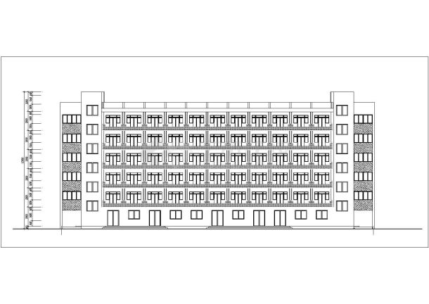 深圳某工业区5600平米6层框架结构宿舍楼建筑设计CAD图纸（底层商铺）-图二