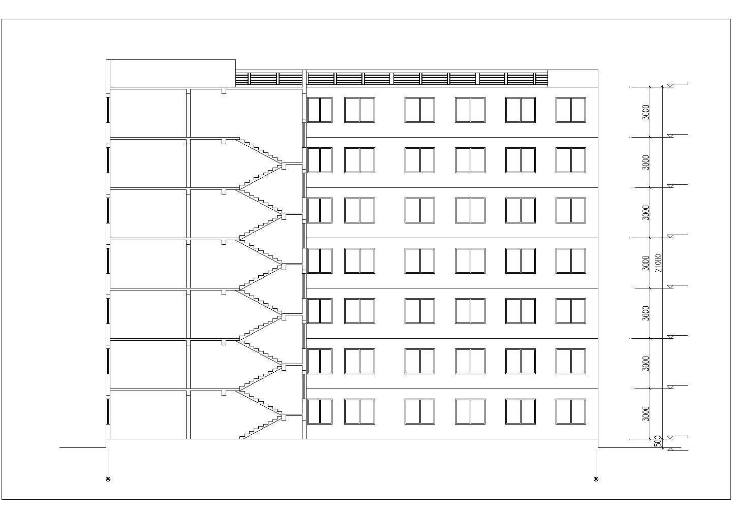 绵阳市某高校7300平米7层砖混结构宿舍楼建筑设计CAD图纸