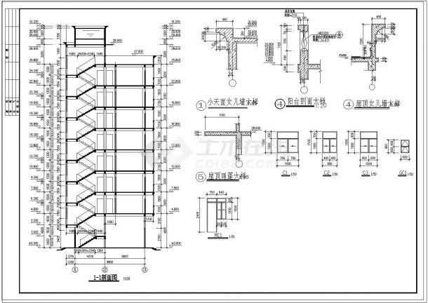 标准八层农民房建筑设计CAD施工图-图二