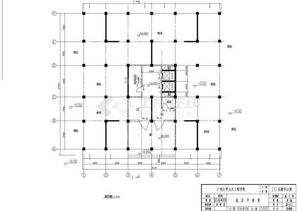 5200平米10层框混结构住宅楼平立剖面设计CAD图纸（1层4户）-图一