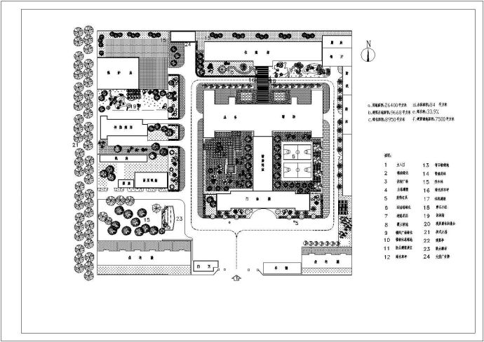 某城市医院绿化规划设计CAD施工平面图_图1