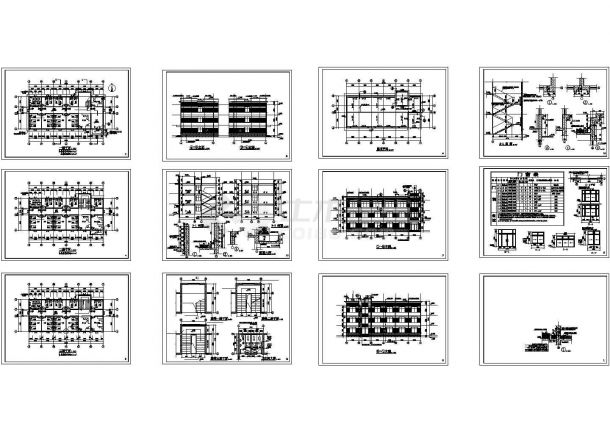 某三层框架结构医院病房楼设计cad全套建筑施工图（标注详细，12张图）-图二