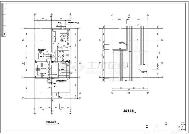 三层联排别墅建筑设计CAD施工图-图一