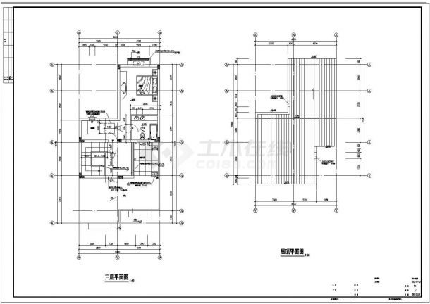 三层联排别墅建筑设计CAD施工图-图二