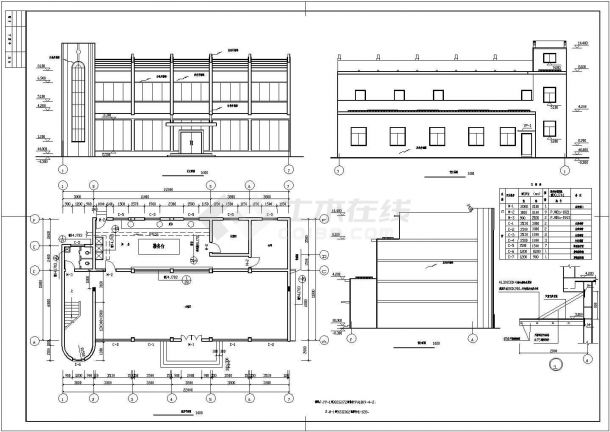 某二层砖混结构食堂设计cad详细建筑施工图-图一