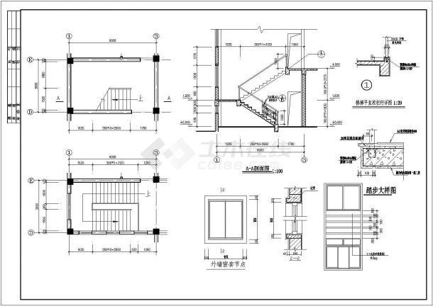 某公司多层框架结构食堂设计cad详细建筑施工图-图二