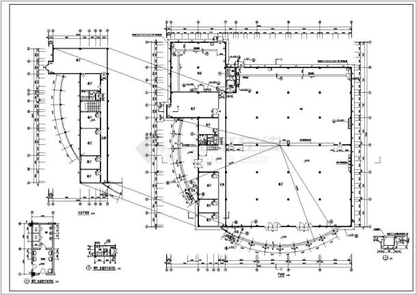 某一层框架结构职工食堂设计cad全套建施图纸（含设计说明）-图二
