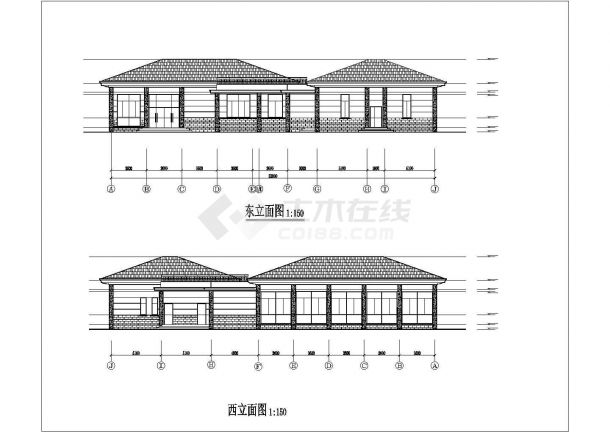 某一层砖混结构食堂设计cad详细建筑施工图-图二