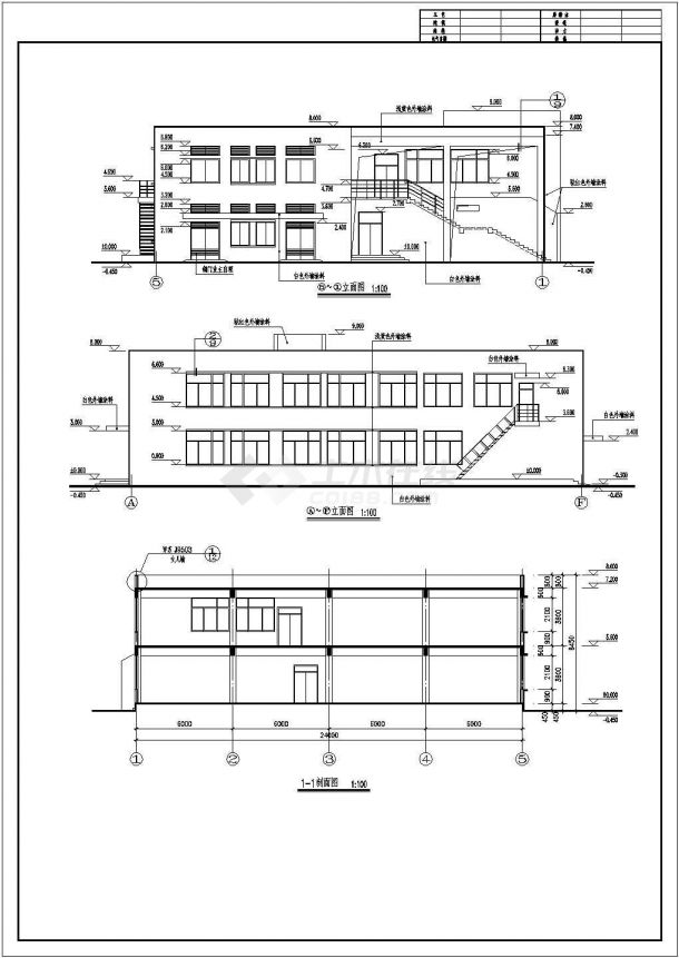 某多层框架结构多功能食堂设计cad详细建筑竣工图（ 含设计说明）-图二