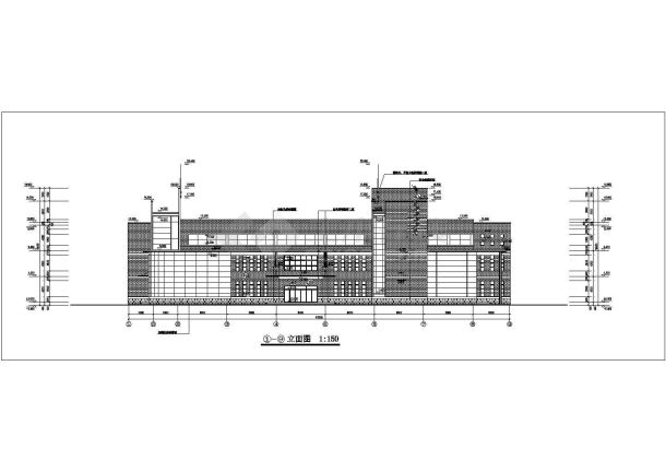 泉州市某中学1700平米3层框架结构学生餐厅全套建筑设计CAD图纸-图一