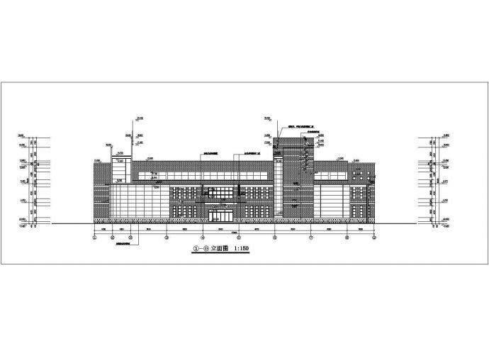 泉州市某中学1700平米3层框架结构学生餐厅全套建筑设计CAD图纸_图1