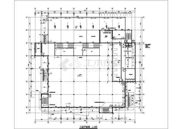 泉州市某中学1700平米3层框架结构学生餐厅全套建筑设计CAD图纸-图二