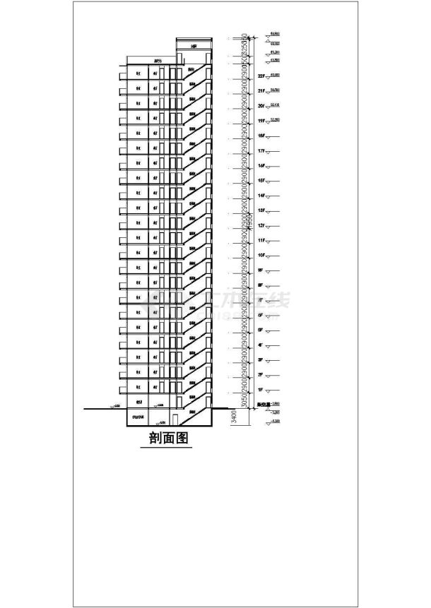 某地区高层户型建筑设计全套CAD施工立面图-图二