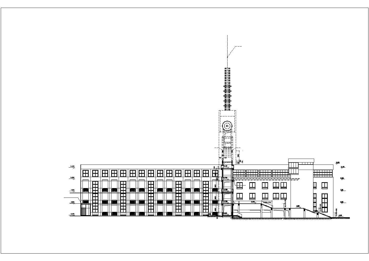 某小学6200平米四层框架结构教学楼平立剖面设计CAD图纸