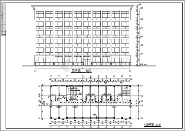 6层3800平米框架小型办公楼建筑结构施工图-图一