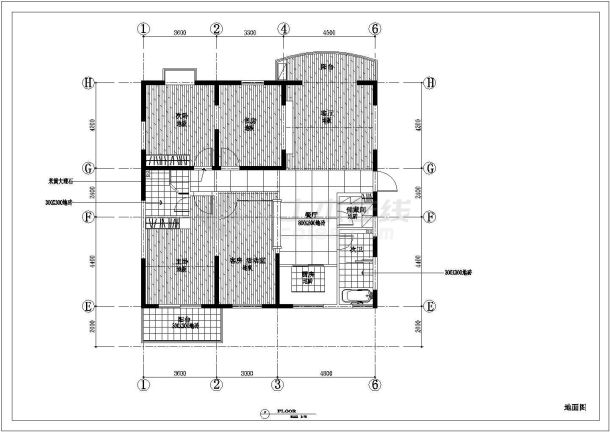 某四居室内装修设计CAD施工方案图-图二