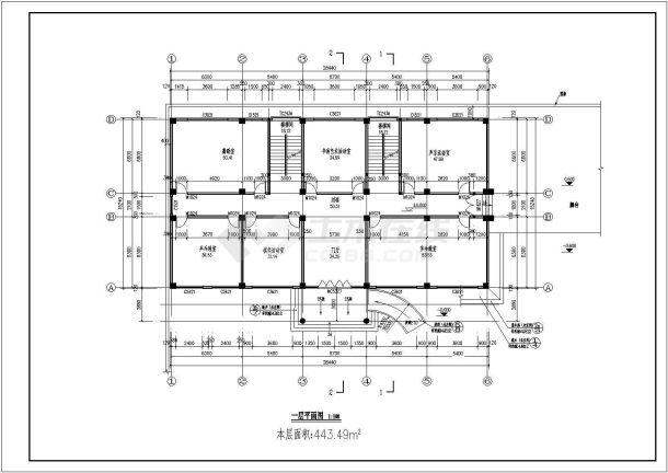 某多层框架结构少年宫设计cad详细建筑施工图-图二