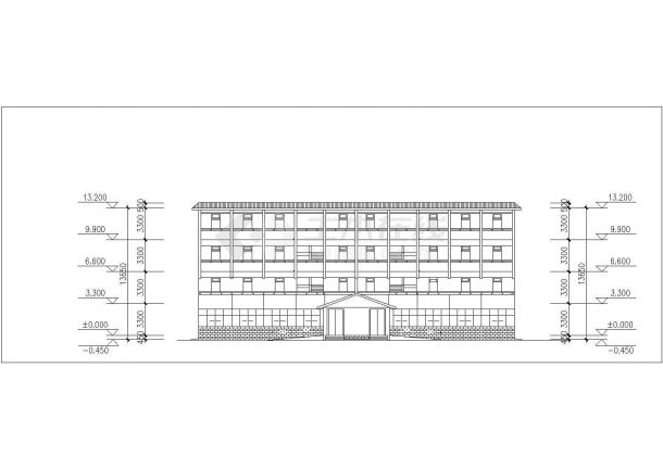 合肥某学校2100平米4层框架结构学生宿舍楼平立剖面设计CAD图纸-图一