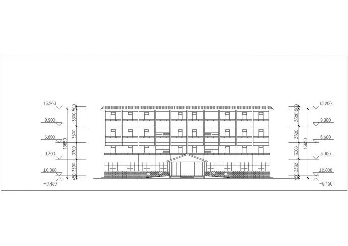 合肥某学校2100平米4层框架结构学生宿舍楼平立剖面设计CAD图纸_图1
