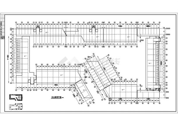 1.4万平米6层框架结构教学综合楼全套平面设计CAD图纸（含半地下室层）-图一